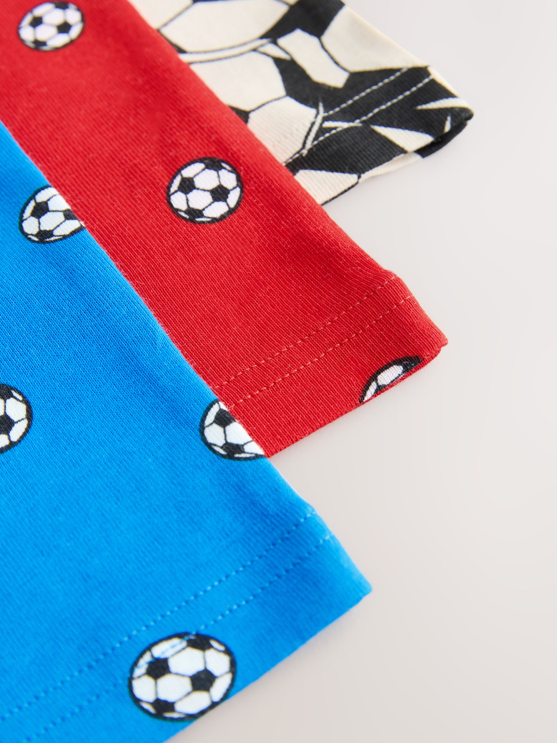 Rood/blauw voetbal - 100% katoenen hemden set van 3 (1.5 - 10 jr)