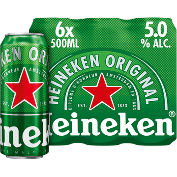 Heineken Premium Pilsener Bier Blik 6 x 500ml