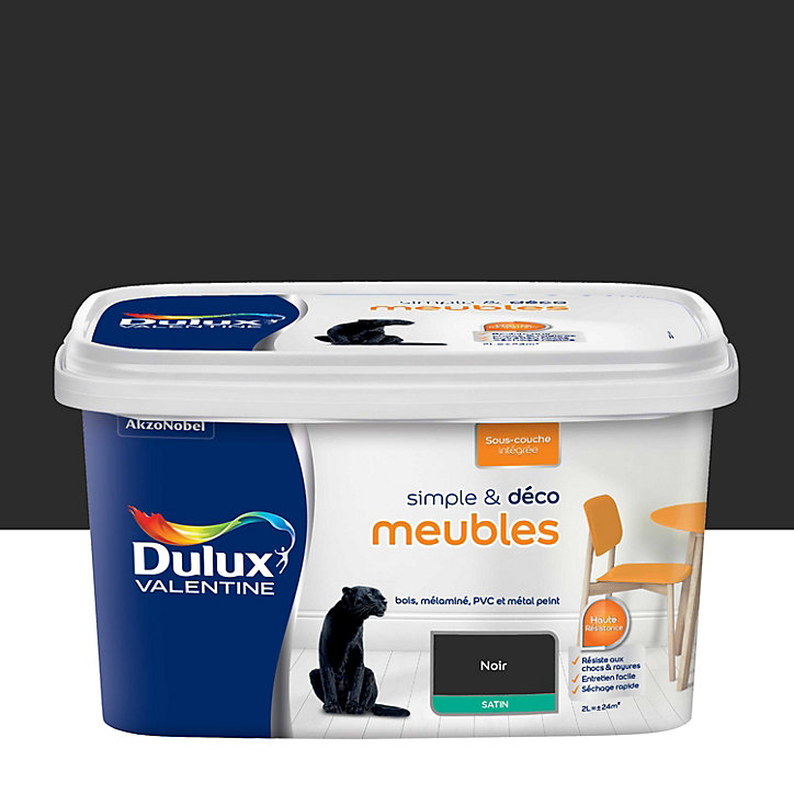 Peinture de rénovation pour mobilier Simple & Deco Meubles Dulux Valentine satin noir 2L