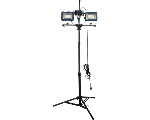 LUMAK PRO LED Statief Dubbele Spot IP54 2x 50W 2x 8250 lm daglichtwit Stroomkabel 3G1,5 mm² H07RN-F 5,0 m met stekker 2x USB-uitgang 1x aansluiting