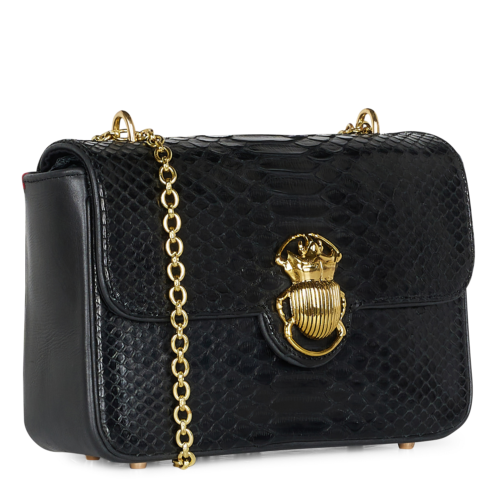 AVA - Sac bandoulière en cuir de python | Noir