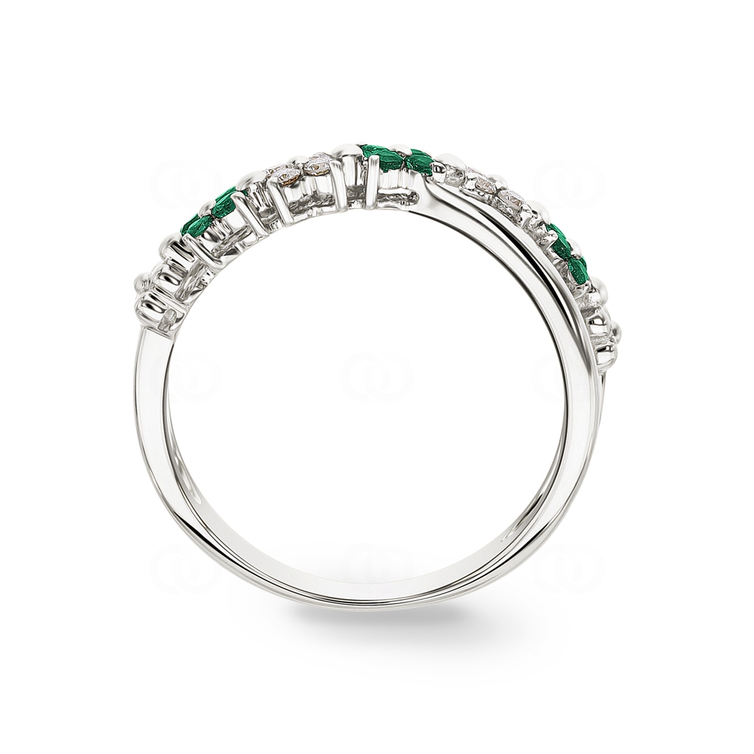 Ring 750/18 K Weissgold mit Smaragden & Diamanten 0.11 ct H/si