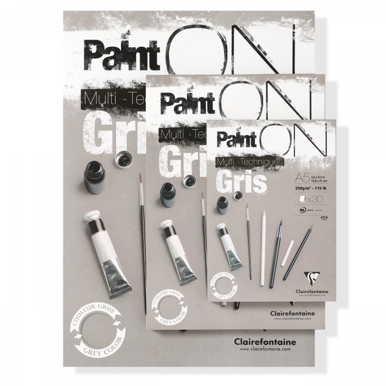Clairefontaine Mixed Media Block Paint'ON Gris
