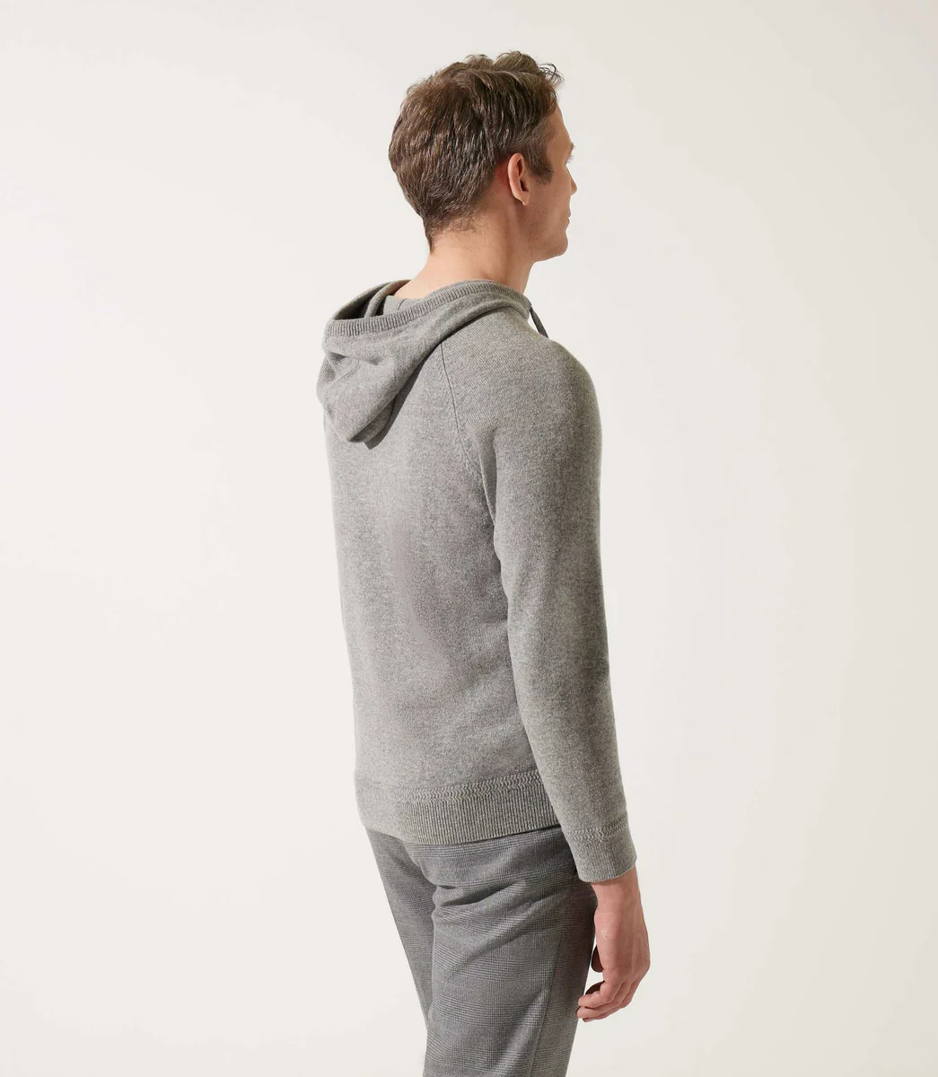 Pull à capuche gris chiné