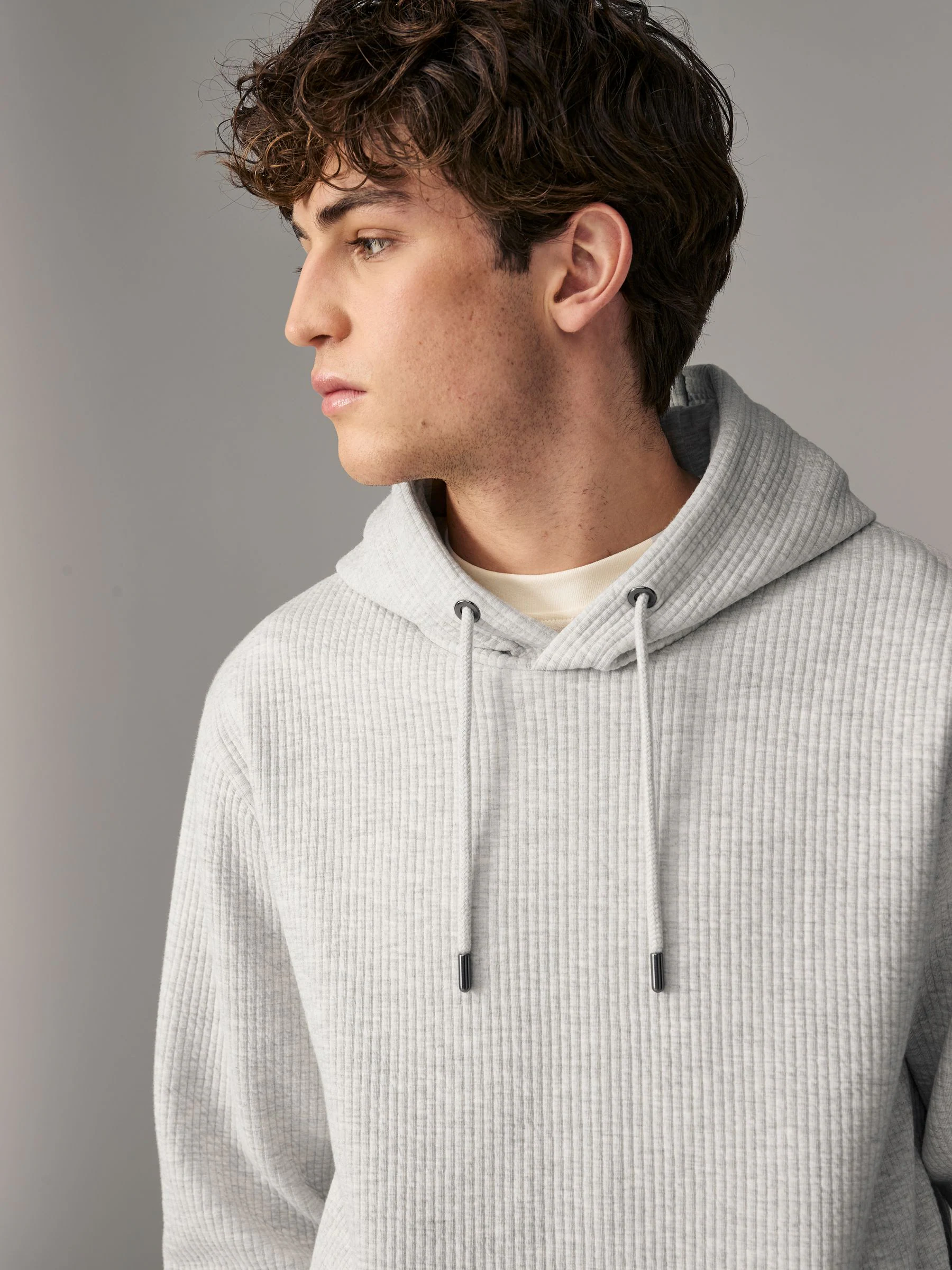 Grijs gemêleerd - Lineaire textuur hoodie