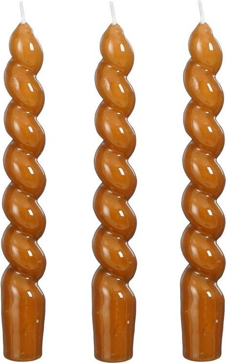 Mica Decorations dinerkaars Twist bruin 5 uur D 2,5 H 18,5 cm 3 stuks