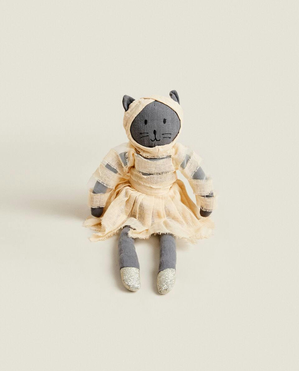 Brinquedo de pelúcia infantil de gato múmia para o Halloween