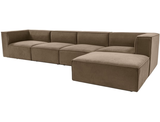 CONCEPT1 - Canapé tissu Sora angle marron 350 x 190 x h65