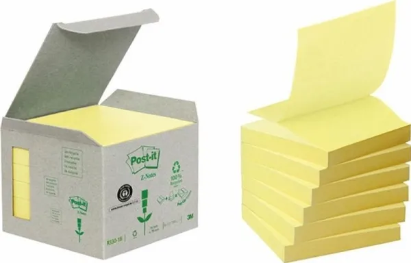 Post-it® notes Miljø 76x76 mm Z-fold gul - (6 stk.)
