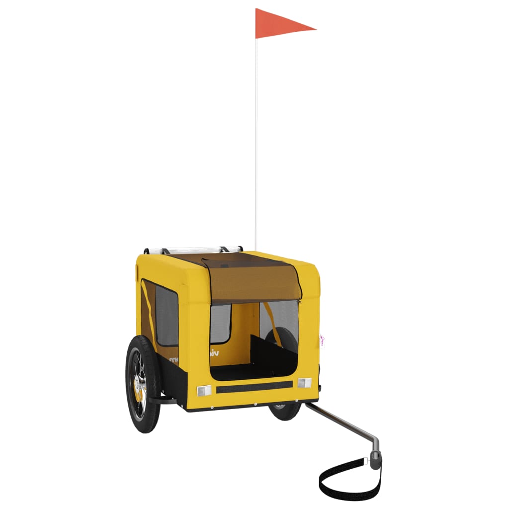 vidaXL Reboque para Bicicleta para Cães em Tecido Oxford de Ferro Amarelo e Preto