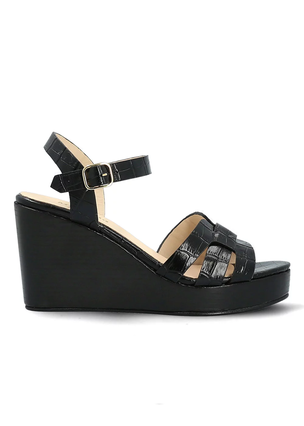 SANDALE TREVISE CROCO NOIR