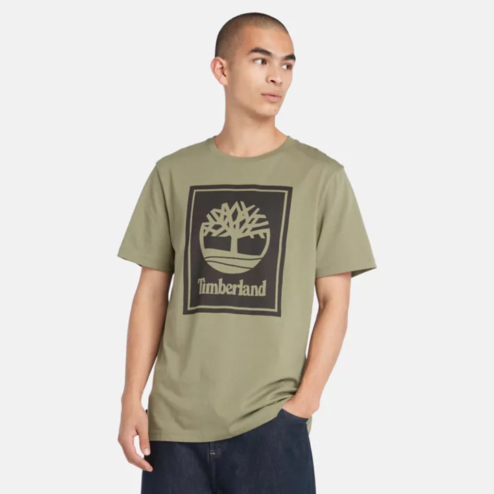T-shirt à logo bloc pour homme en vert