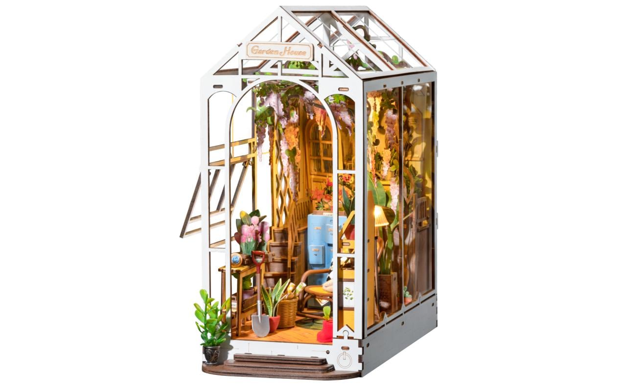 Bausatz Book Nook Garden House3D-Puzzle aus lasergeschnittenen Holzteilen