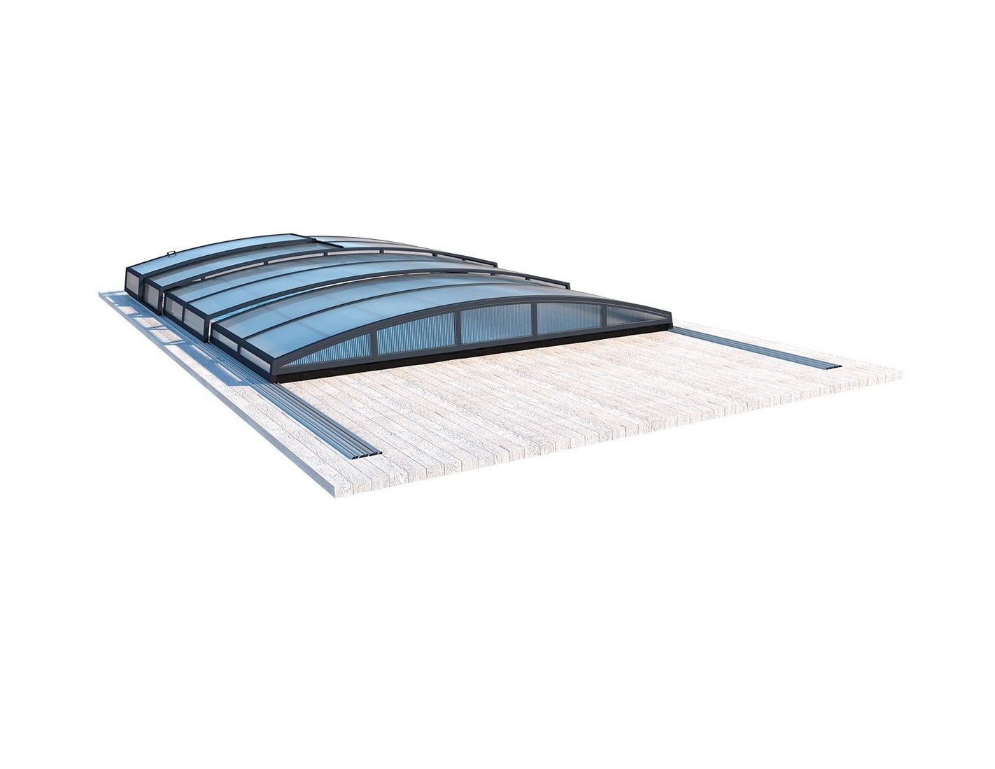 Abri de piscine skyline pour les modèles 6,20x3 m - bas87, bas787 - polycarbonate alvéolaire 8 mm - couleur ral7016 graphite