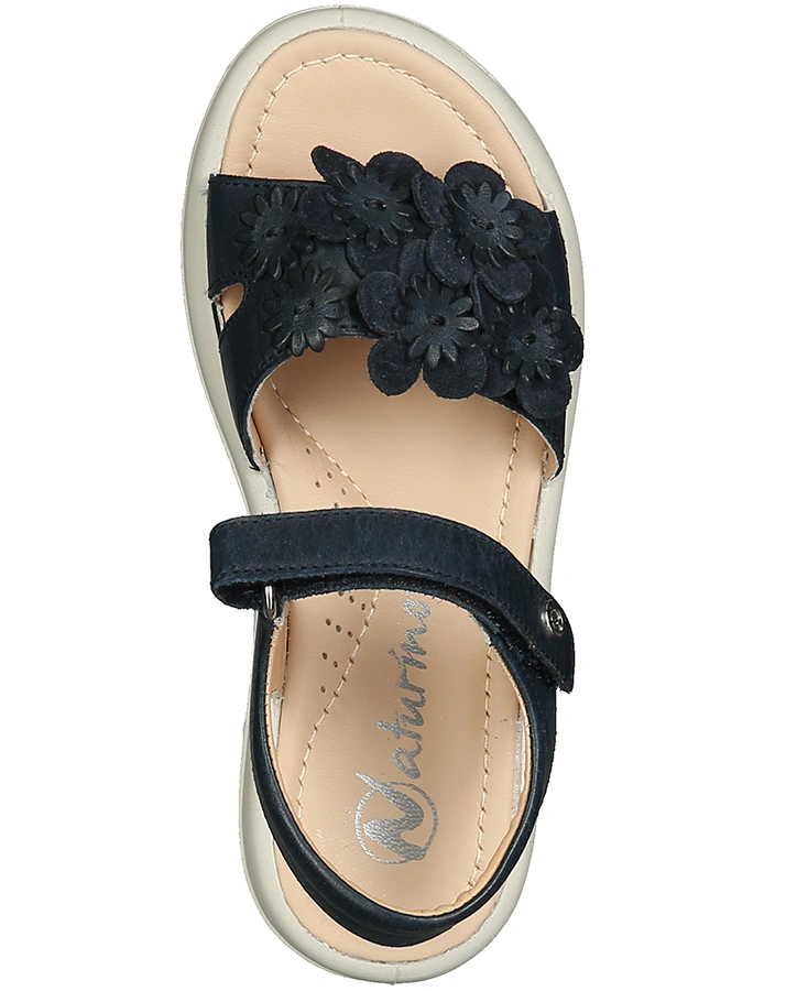 Leder-Sandalen CAPRI FLOWER in dunkelblau
