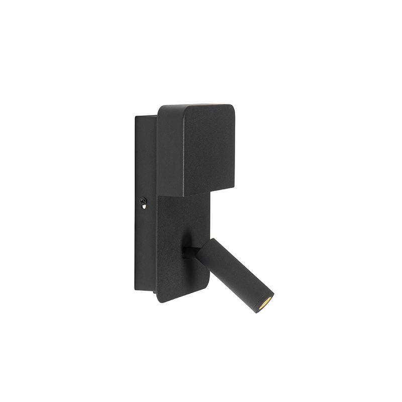Wandlamp zwart incl. LED met USB en leeslamp met schakelaar - Robin