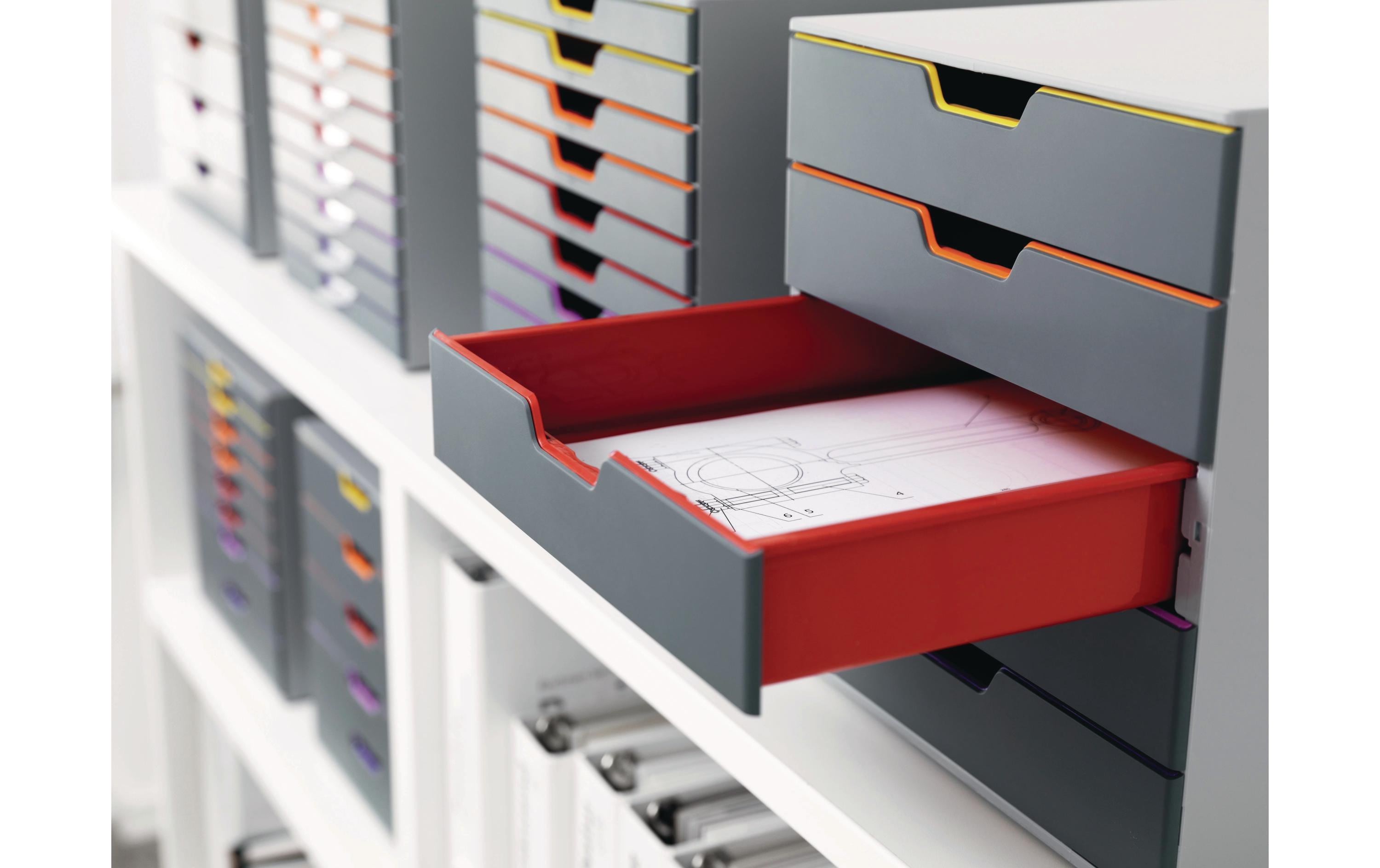 Schubladenbox Varicolor 5Mit fünf farbigen Schubladen