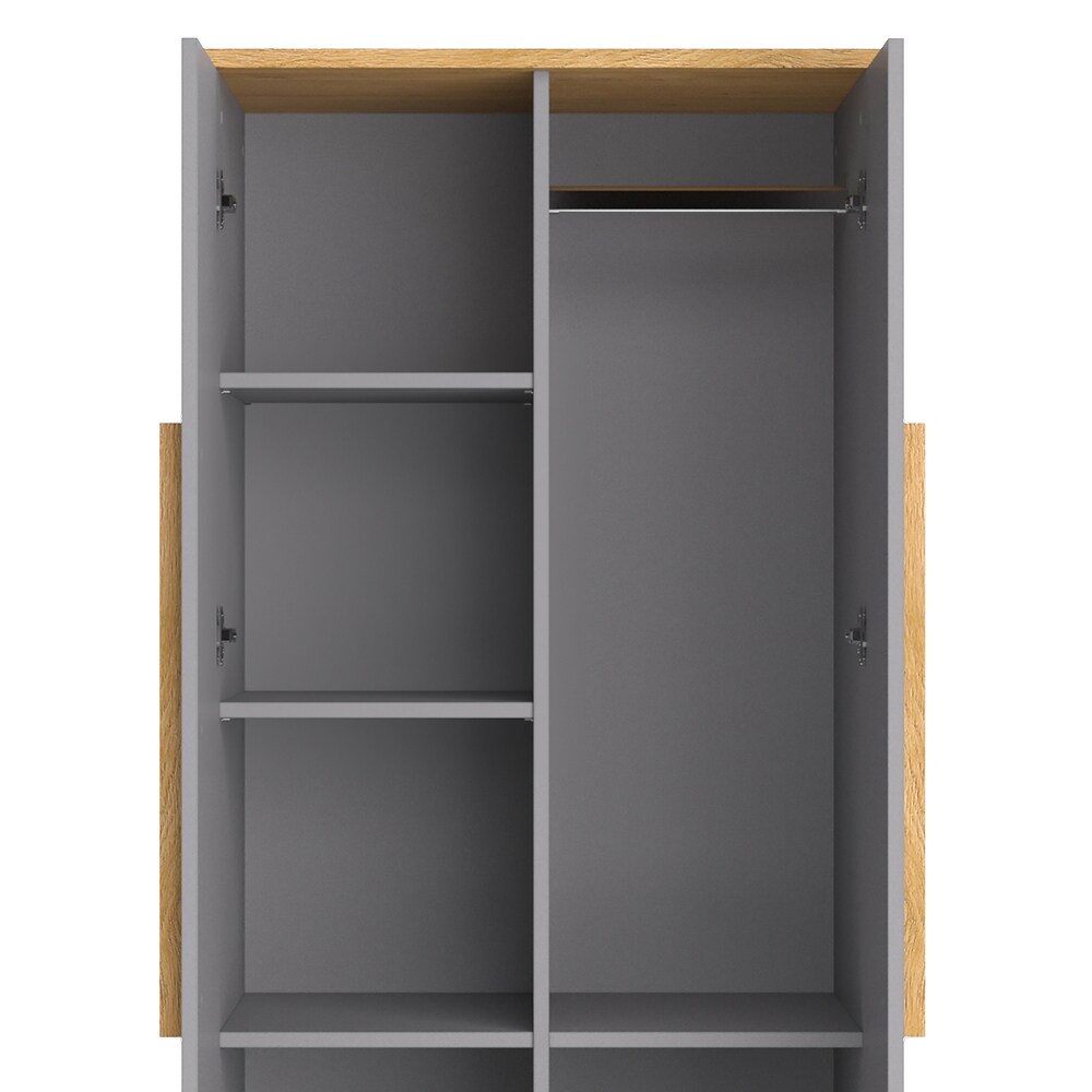 VitaliSpa Kleiderschrank Kinderzimmerschrank Aufbewahrungsschrank Malia Grau Eiche modern 70x187 cm Kinderzimmer Möbel Babymöbel Schublade Tür Fach Kleiderstange Ablage Babyzimmerschrank