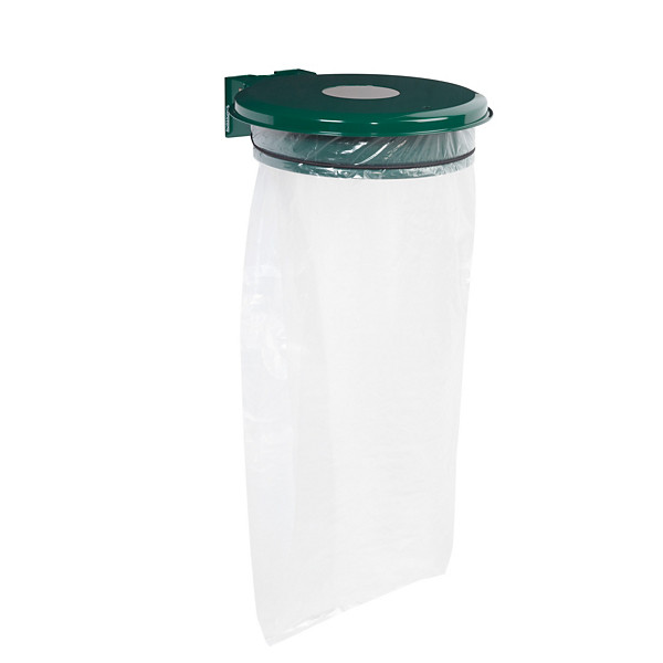 Support sac poubelle mural Rossignol vert avec couvercle 110 L
