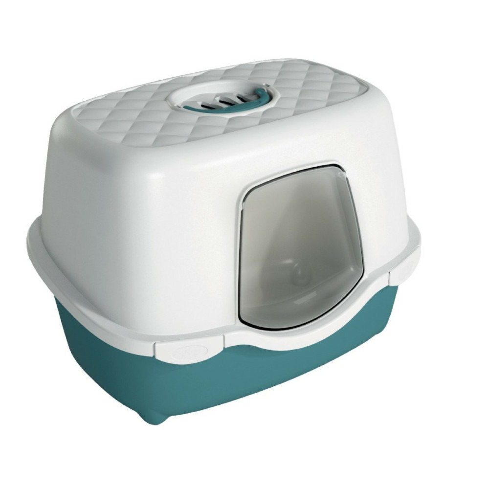 Maison de toilette allongée verte 56 x 39 x h 39 cm pour chat