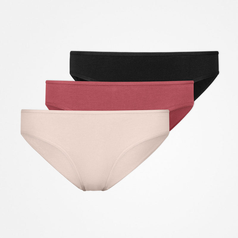 Damenslips aus Bio-Baumwolle Mix (Apricot/Mauve/Schwarz)