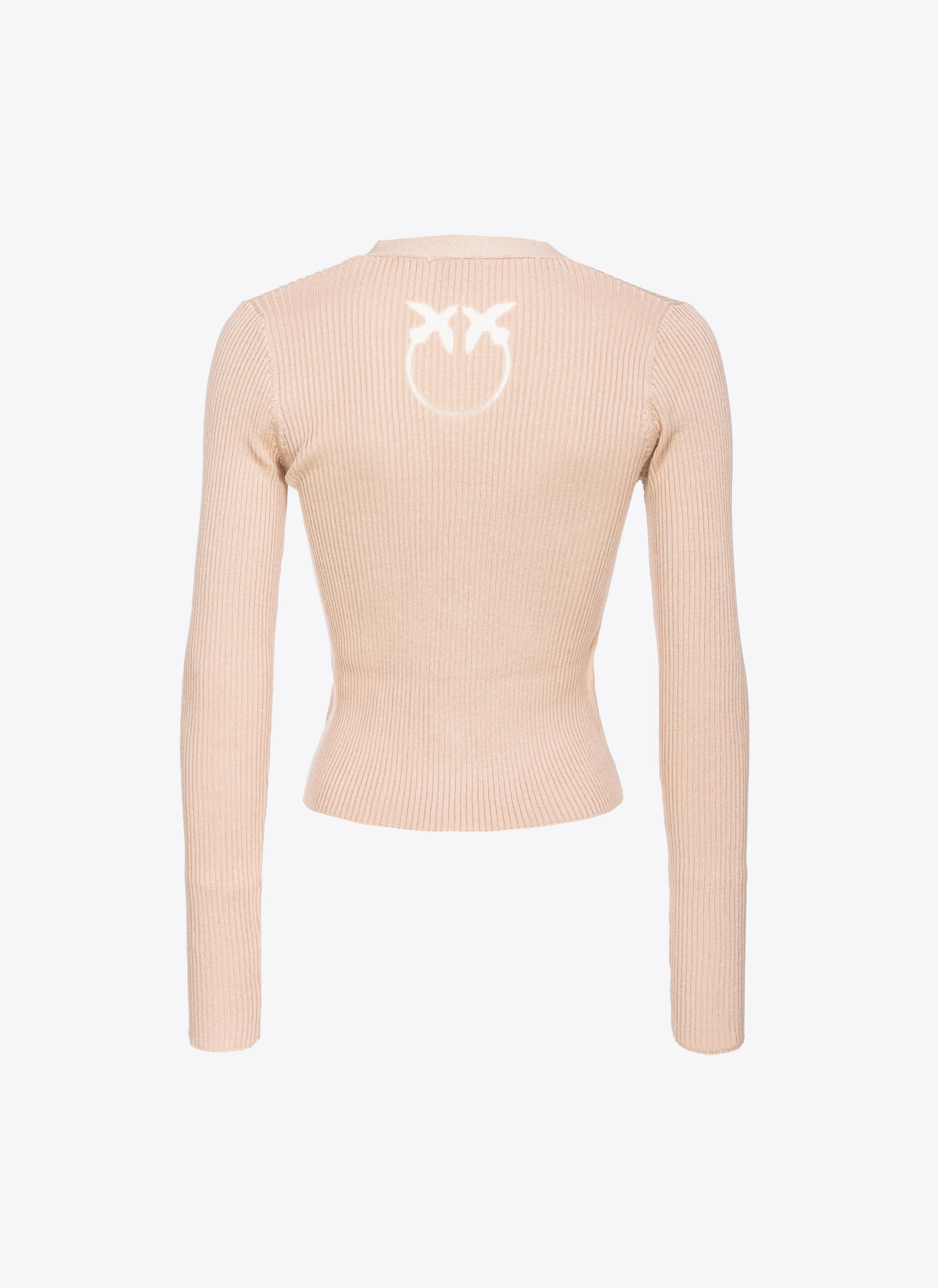 Cardigan côtelé avec logo love birds transparent | Beige