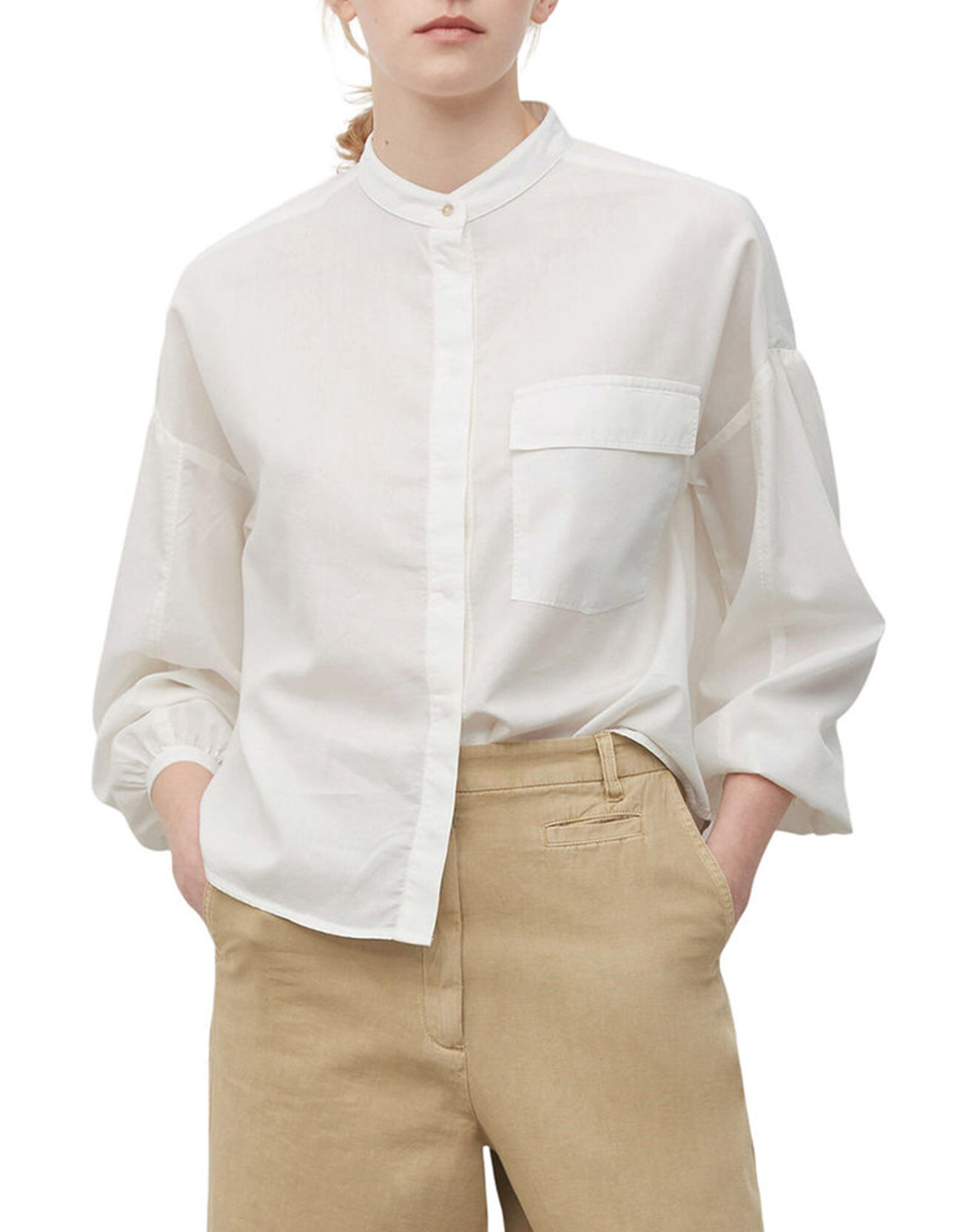 Marc O'Polo Chemise Col Mao Poche blanche