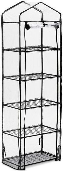 Relaxdays kweekkas balkon - 193 x 58 x 36 cm - 5 etages - ijzer - pvc folie - foliekas