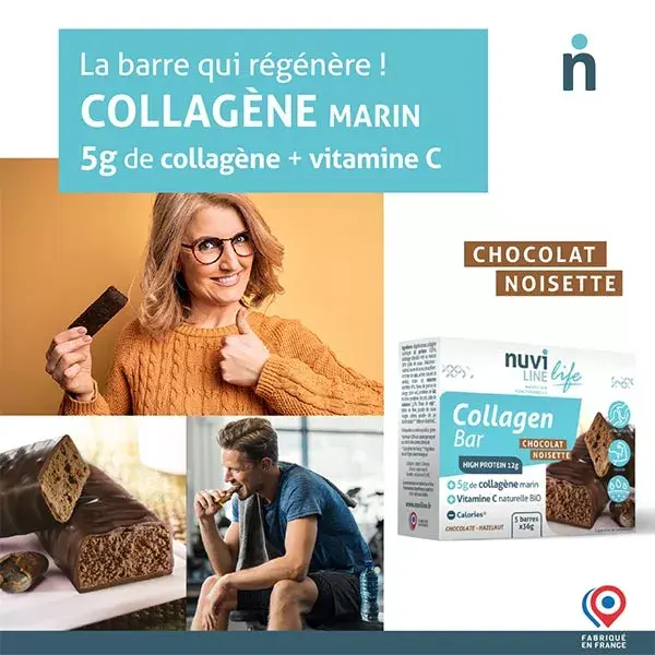 Barra de colágeno marinho Nuviline 5g sabor chocolate-avelã x 5