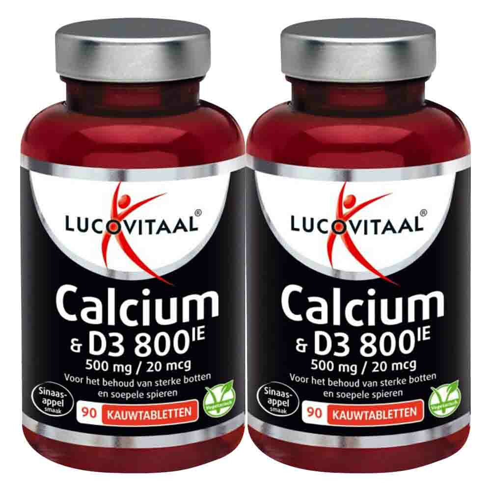 2x Lucovitaal Calcium 500mg + D3 20 mcg Kauwtabletten90 kauwtabletten