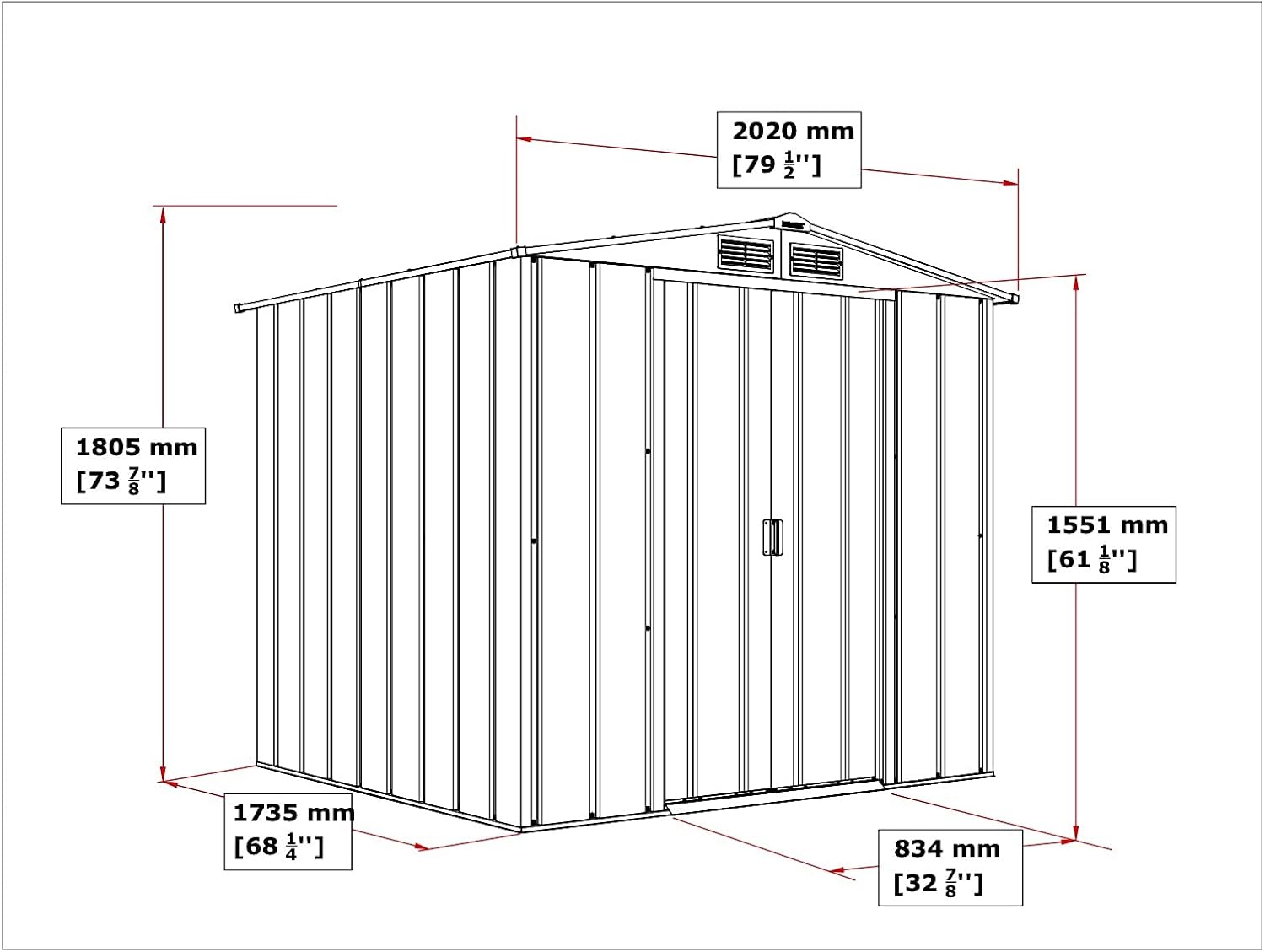 Duramax ECO 6 x 6 (3.33 m²) Metallgerätehaus, feuerverzinktes Metall gerätehaus - Geräteschuppen, verstärkte Dachkonstruktion, wartungsfreier und wetterfester Metallschuppen, Anthrazit