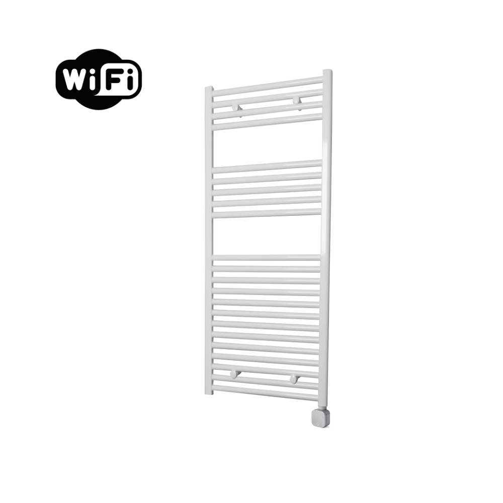 Sanicare Carini elektrische Wifi radiator 112x60cm wit met thermostaat chroom rechtsonder