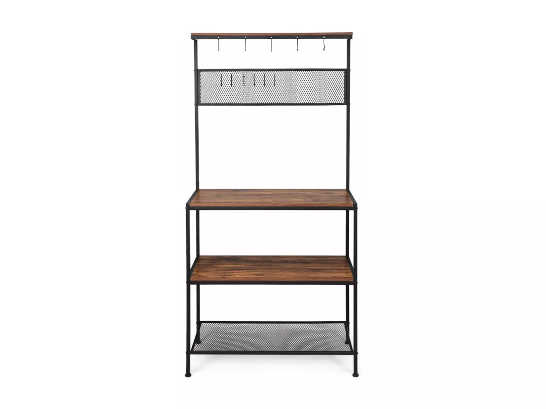 Etagère pour four à micro-ondes support avec 11 crochets et 1 panneau en grille rangement