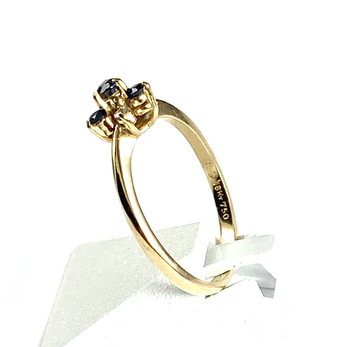 Bague d'occasion or 750 jaune saphirs et diamants