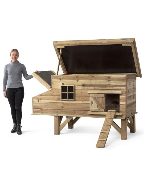 Voldux Kippenhok Finn - Dierenverblijf - 190x88x110 cm Bruin