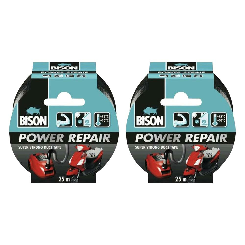 2x BisonTape Power Repair Zwart25 meter