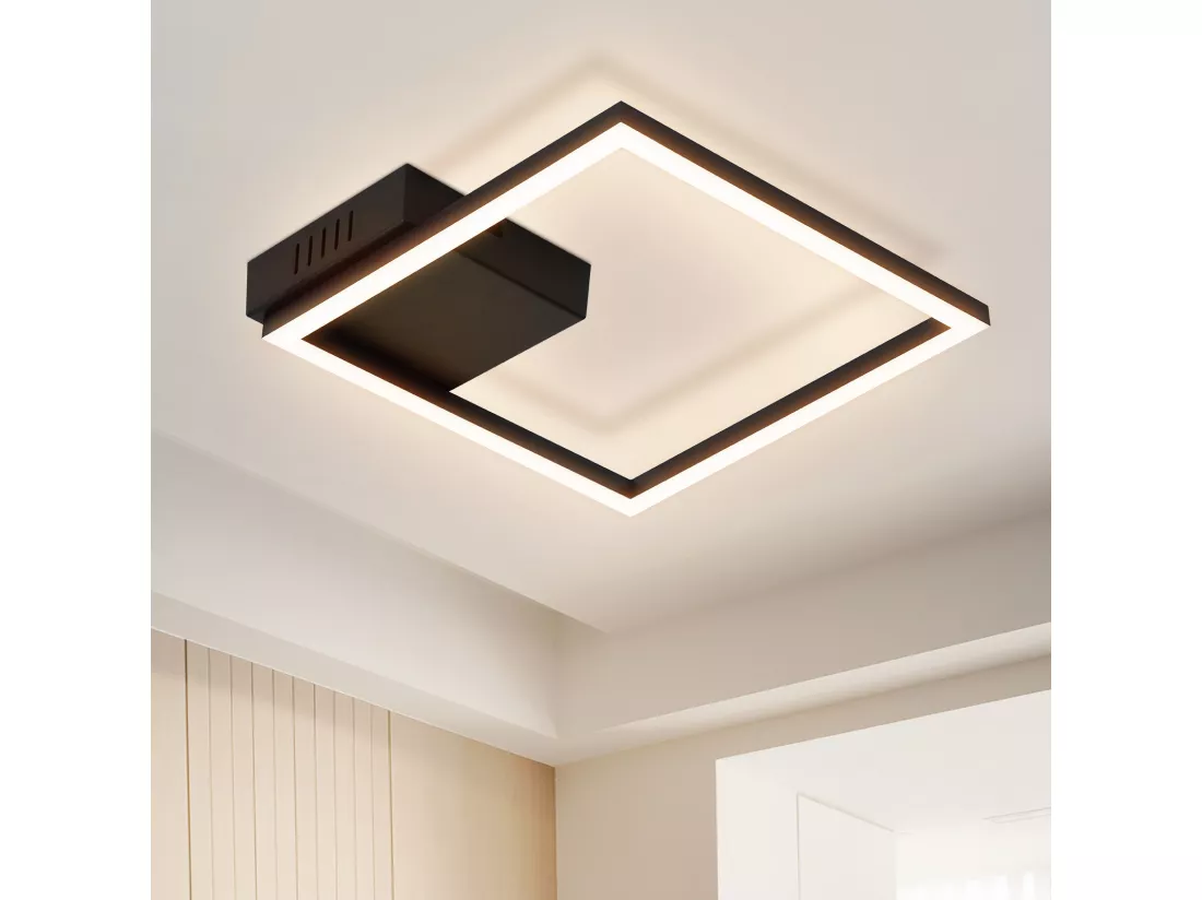 NETTLIFE Plafonnier LED plafonnier cuisine blanc chaud noir design moderne 3000K 12W