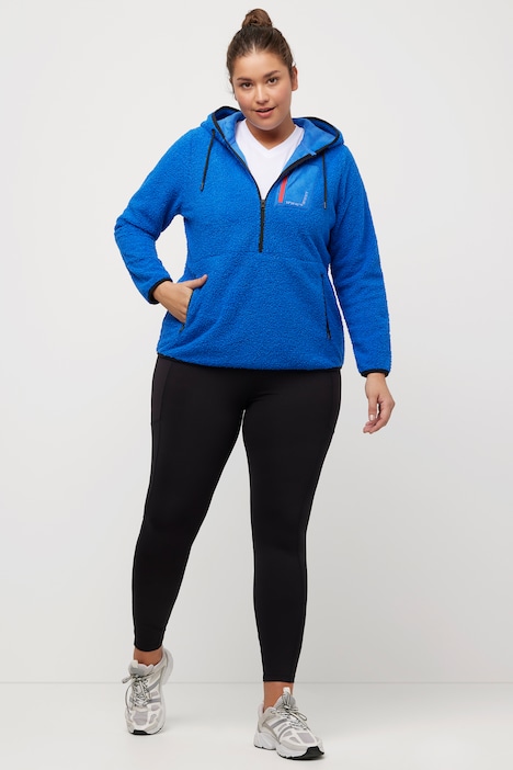 Fleece-Hoodie, Koordinaten-Druck, Zipptaschen, Langarm