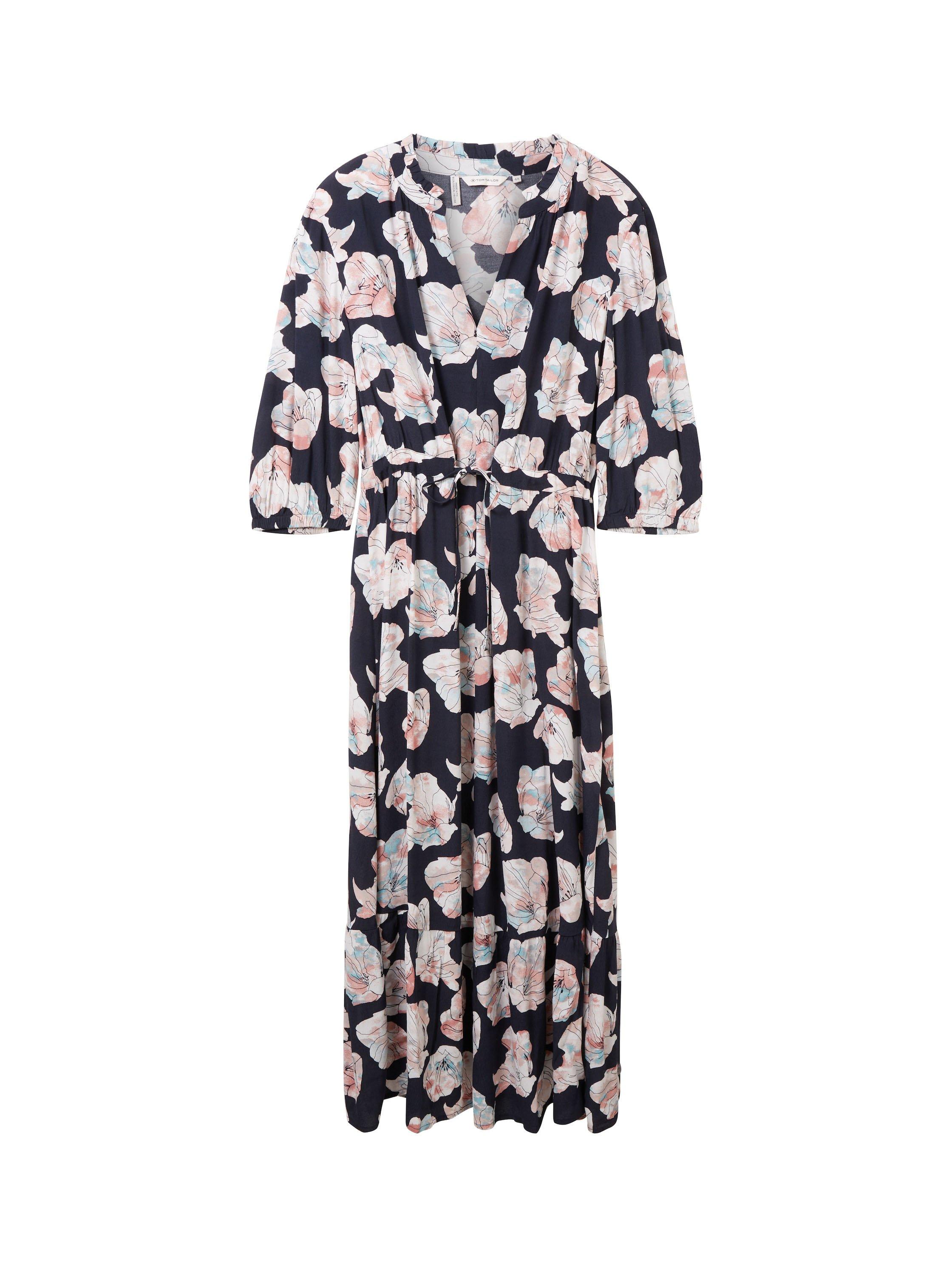 Maxikleid mit Blumenprint und Taillenschnürung