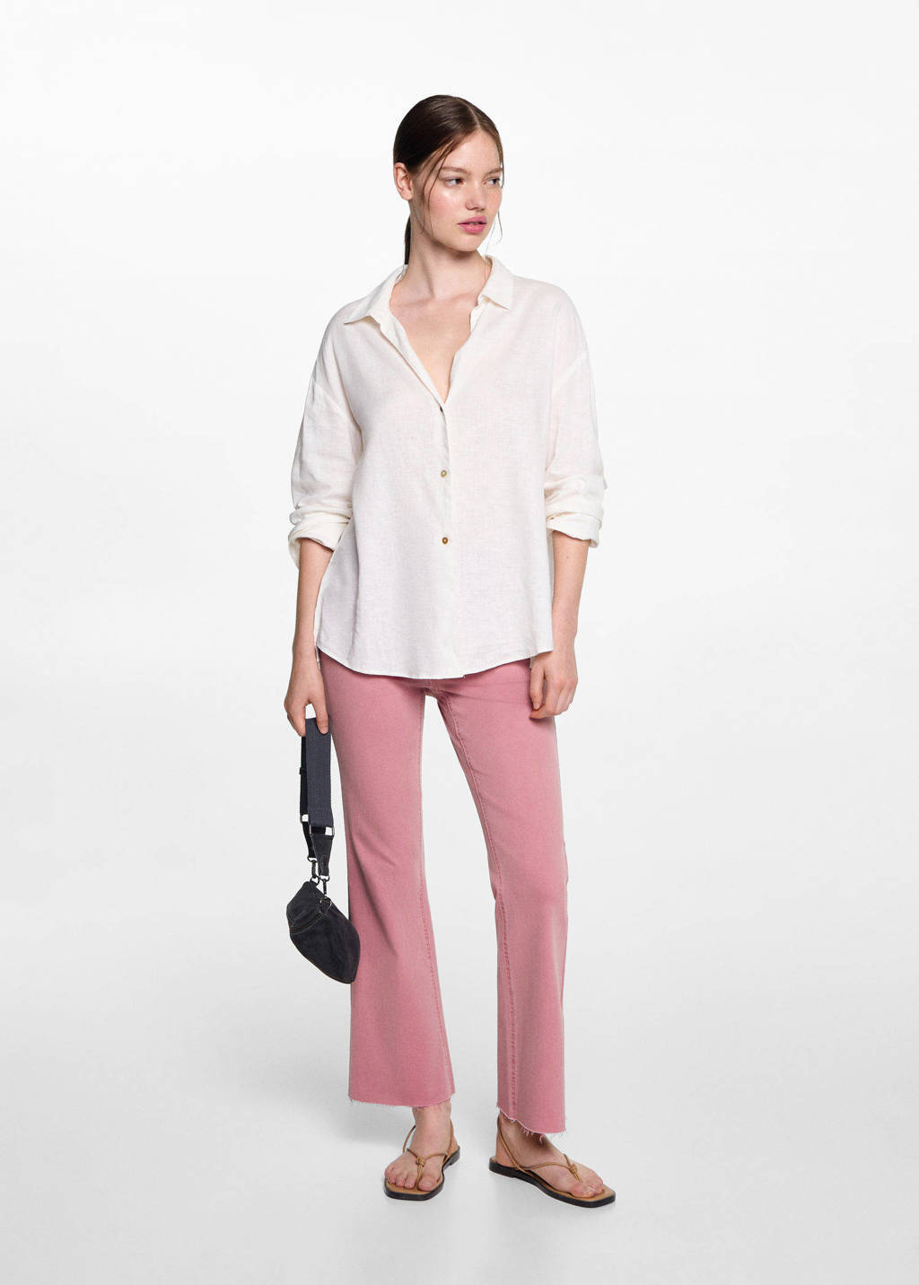 MANGO TEEN cropped flared jeans roze