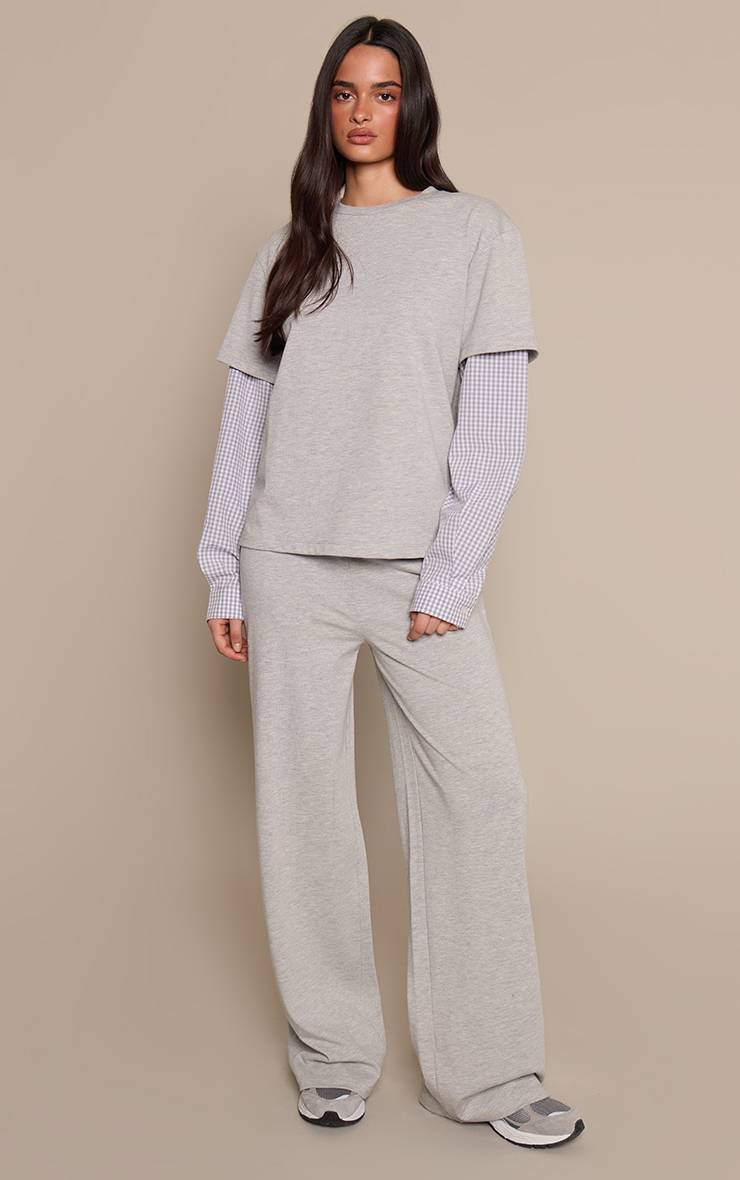Pantalon Large En Jersey De Coton Avec Détail De Ceinture À Carreaux