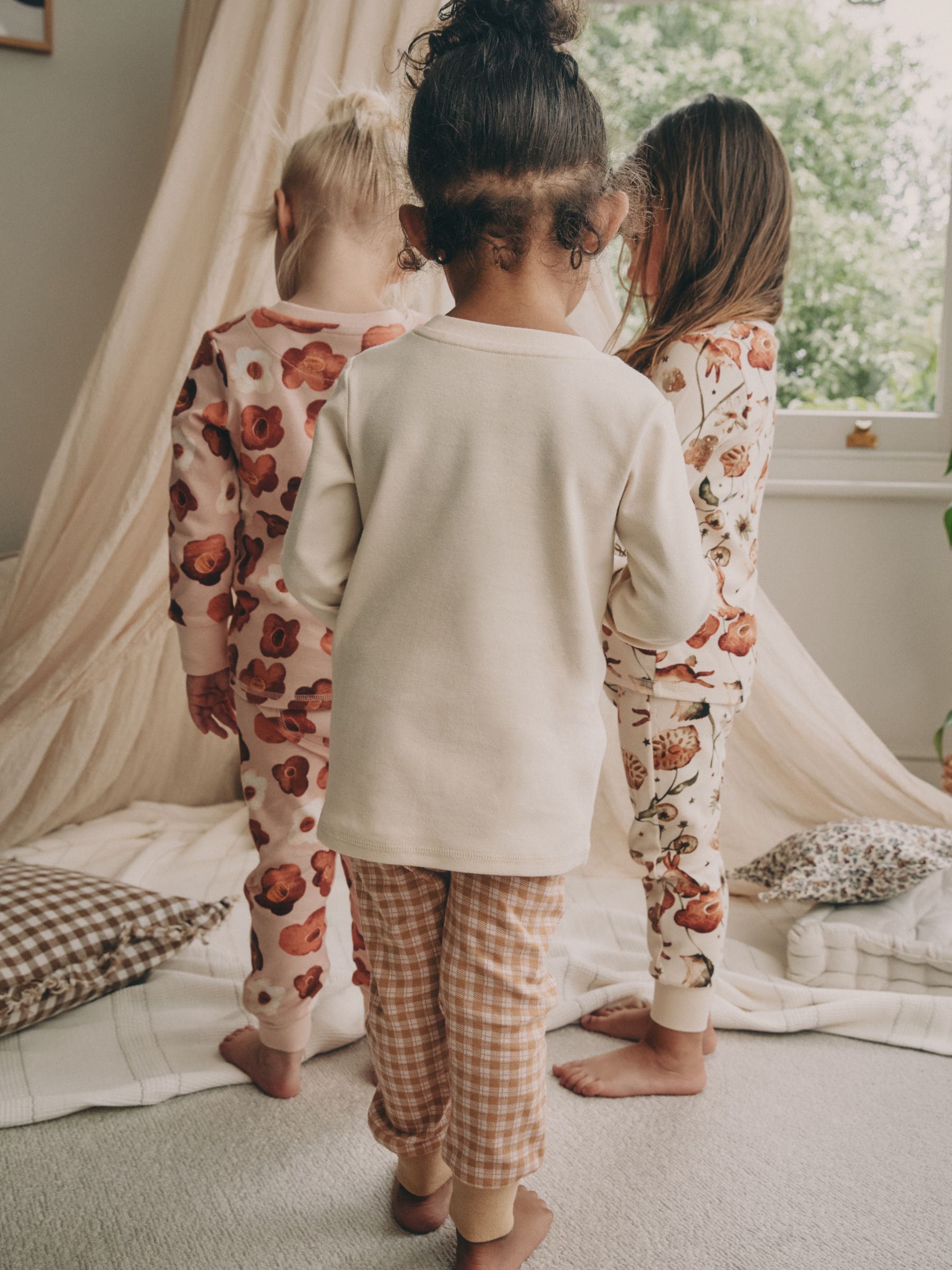 Roze/crème met konijnenapplicatie - Verpakking van 3 knusse pyjama's (9 mnd-9 jr)