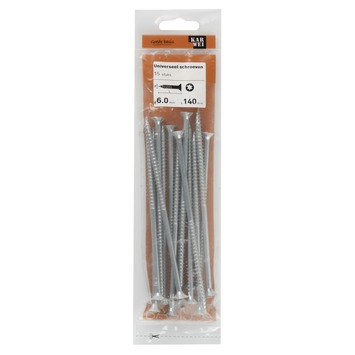 KARWEI unischroef platkop verzinkt 6x140 mm (15 stuks)