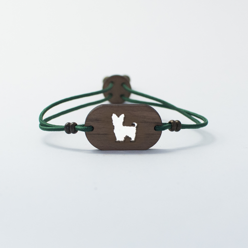 Pulseira de madeira Yorkshire personalizável, verde.
