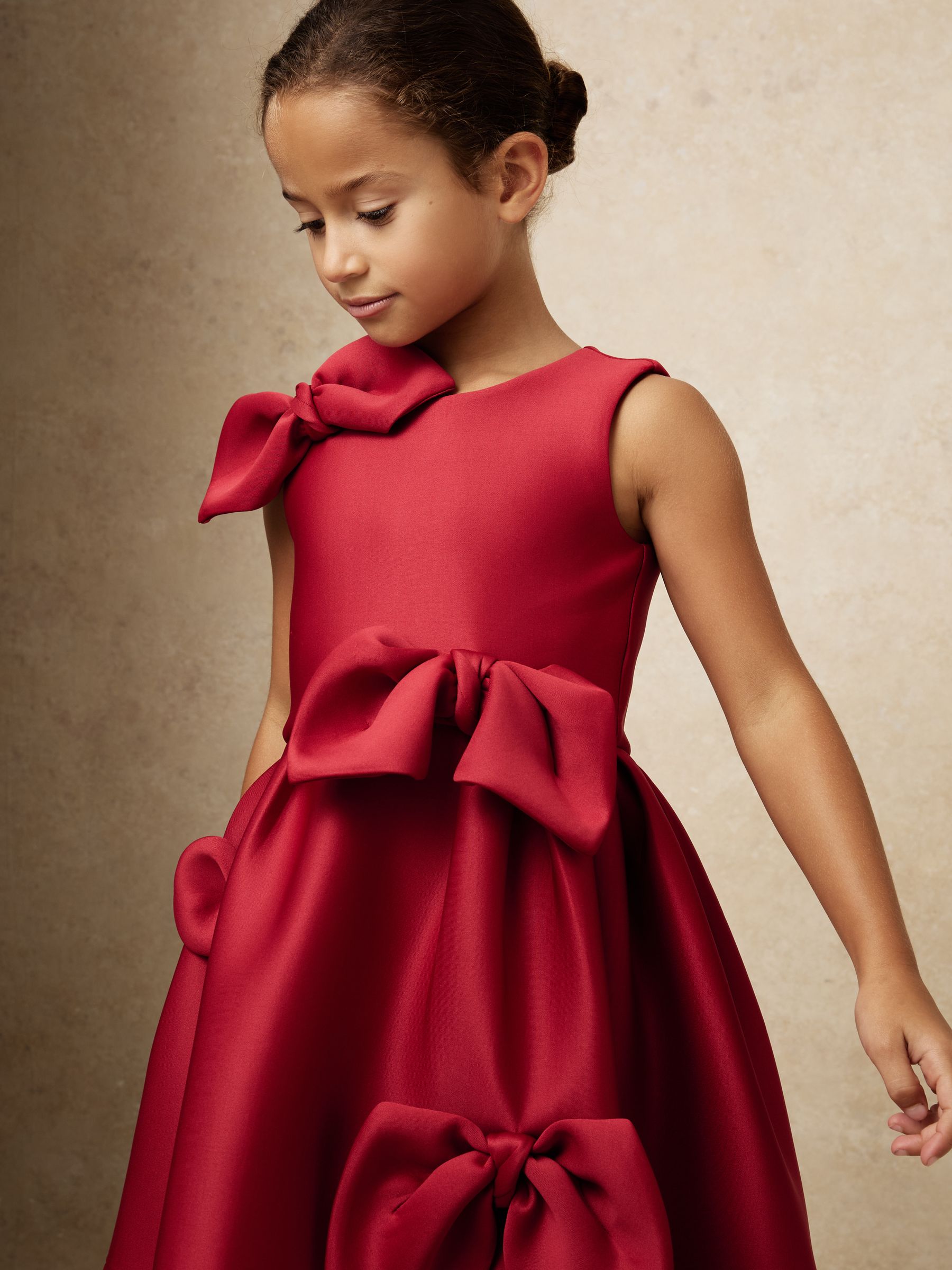 Rood - Reiss Joey Scuba Bow-Detail Flared Dress