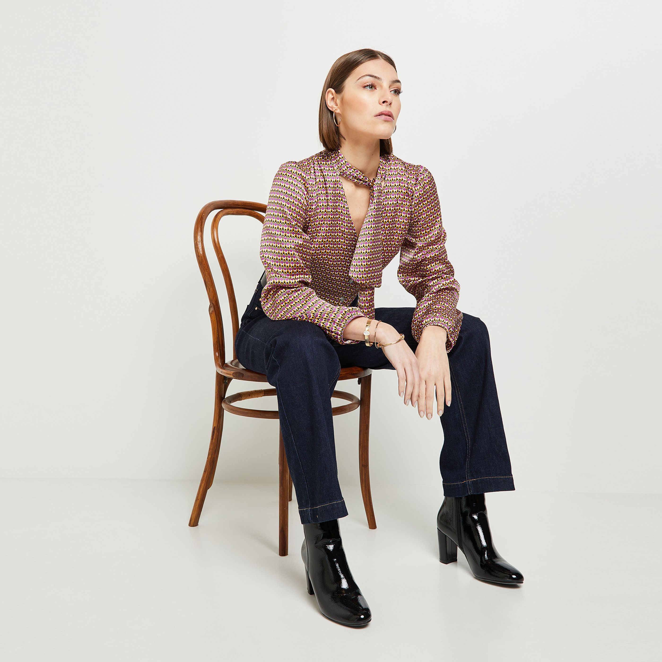 Chemise imprimée lavallière femme - IMPRIME