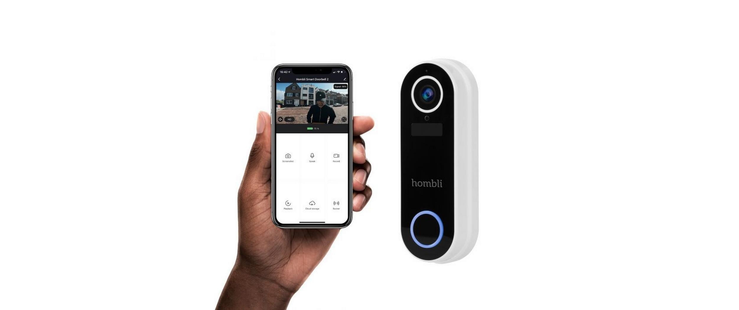 Smart Doorbell Pack, Weiss<br>Hombli Smart Doorbell 2 und Hombli Chime 2 Türgong