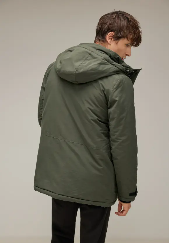 Sportiver Parka mit Kapuze - dark forest green