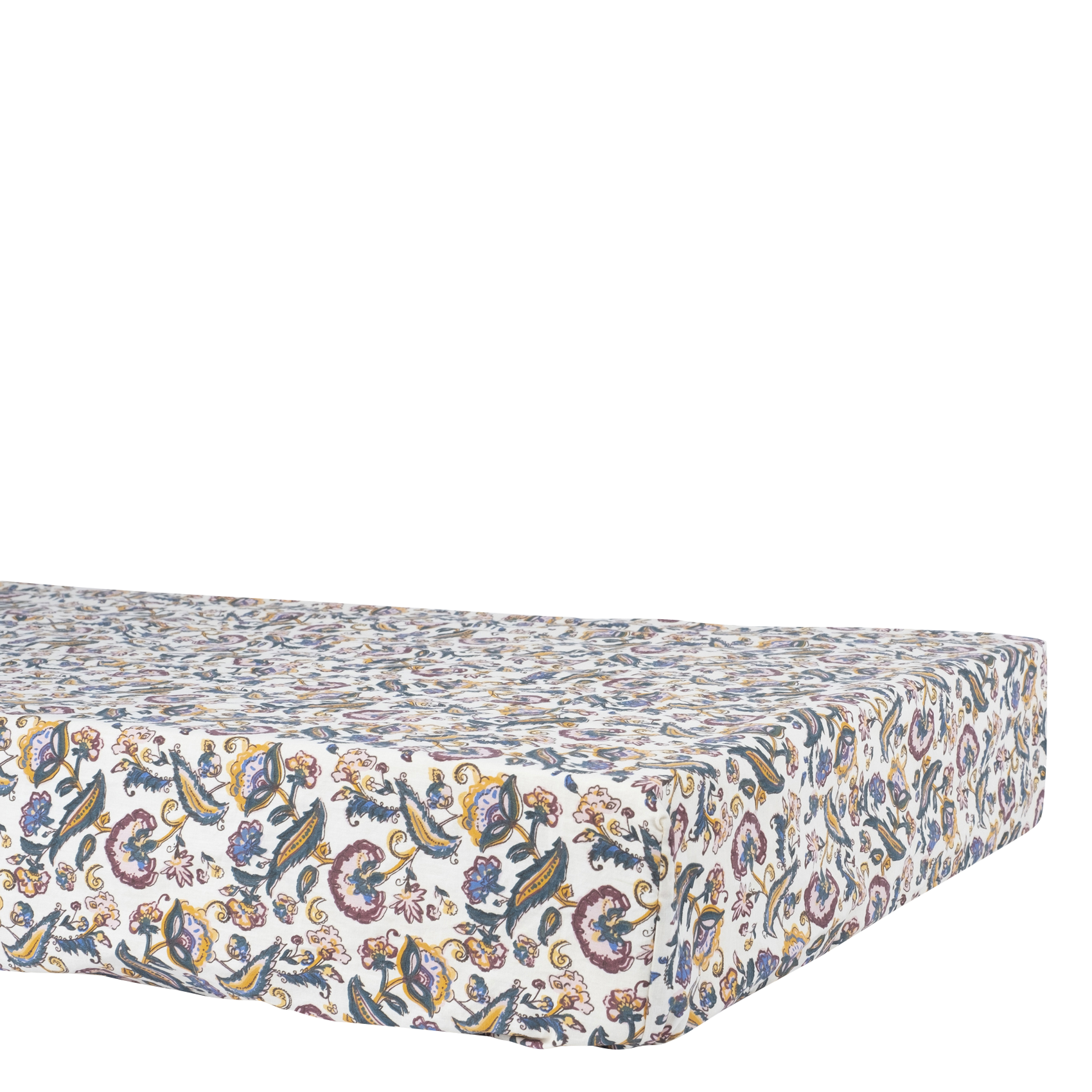 NICOLE - Drap-housse en coton bio imprimé | Beige