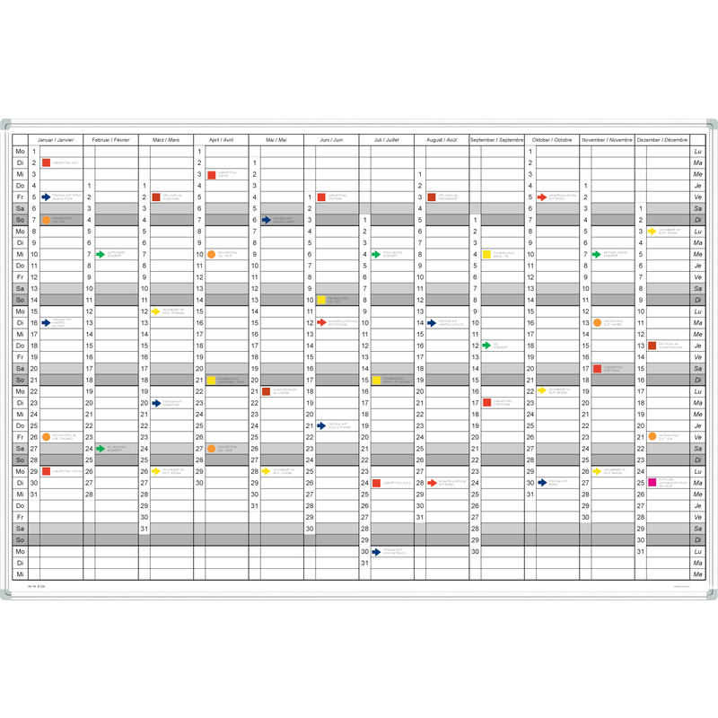 Berec Design Jahresplaner B324, 60 x 90 cm, emailliert